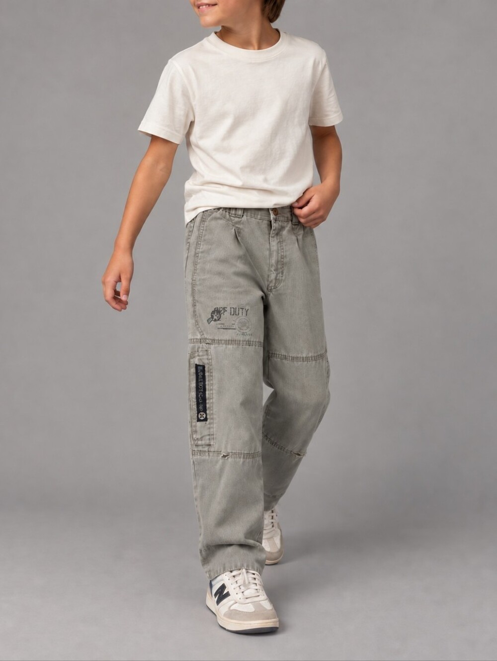 Vintage 90s Bugle Boy Gray Off Duty Cargo Utility Pants Boys Youth Size 10